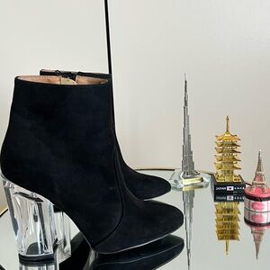 Elegant Black Ankle Boots with Clear Heels